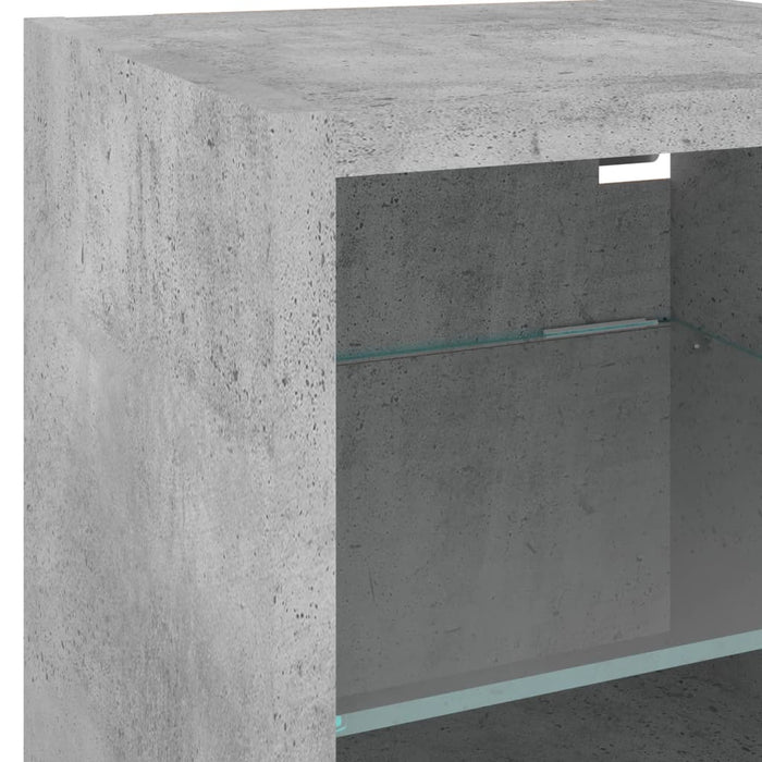 Unități TV de perete cu LED-uri 8 piese gri beton lemn compozit - WALTI WALTI