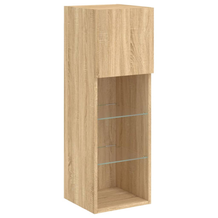 Unități de perete TV cu LED-uri, 5 piese, stejar sonoma, lemn - WALTI WALTI