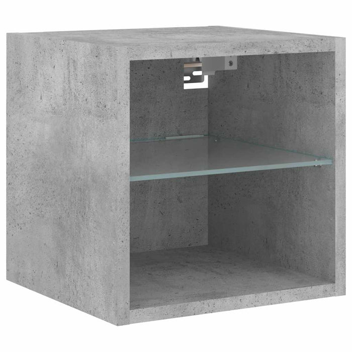 Unități TV de perete cu LED-uri 6 piese gri beton lemn compozit - WALTI WALTI