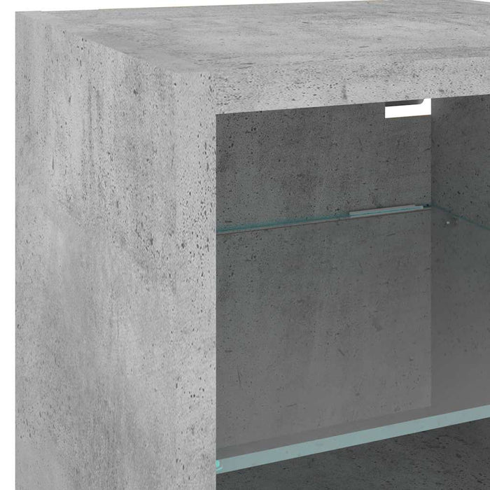Unități TV de perete cu LED-uri 6 piese gri beton lemn compozit - WALTI WALTI