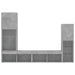 Unități TV de perete cu LED-uri 4 piese gri beton lemn compozit - WALTI WALTI