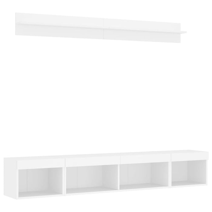 Unități de perete TV cu LED-uri, 5 piese, alb, lemn prelucrat - WALTI WALTI
