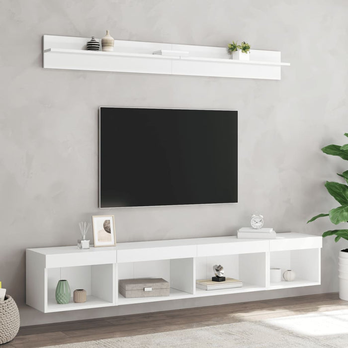 Unități de perete TV cu LED-uri, 5 piese, alb, lemn prelucrat - WALTI WALTI