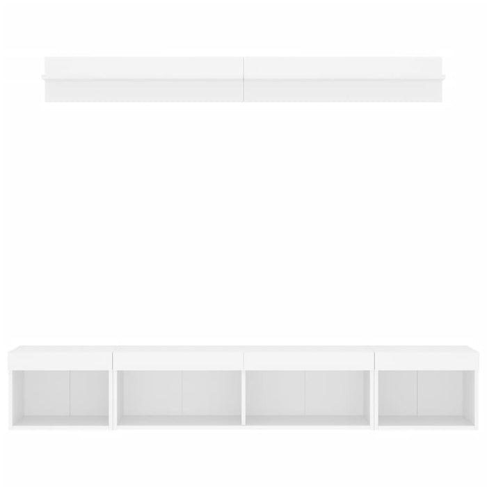 Unități de perete TV cu LED-uri, 5 piese, alb, lemn prelucrat - WALTI WALTI