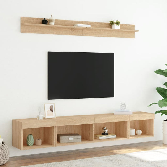 Unități de perete TV cu LED-uri, 5 piese, stejar sonoma, lemn - WALTI WALTI