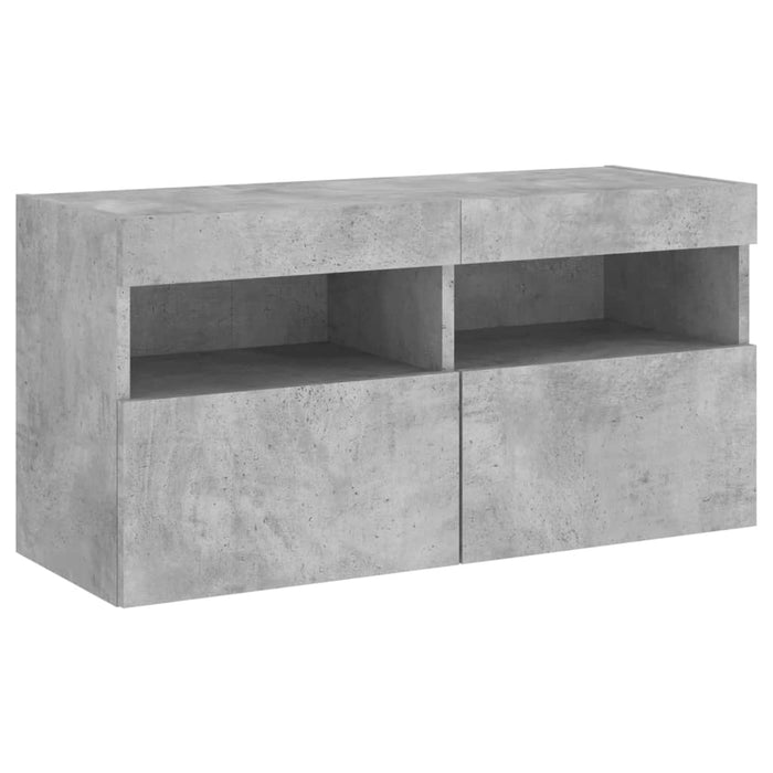 Unități TV de perete cu LED-uri 4 piese gri beton lemn compozit WALTI