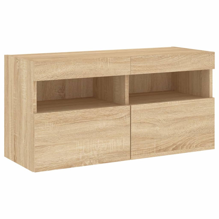 Unități de perete TV cu LED-uri, 5 piese, stejar sonoma, lemn - WALTI WALTI