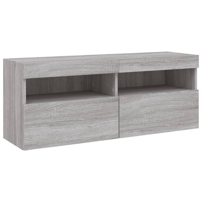 Unități de perete TV cu LED-uri, 5 piese, gri sonoma, lemn - WALTI WALTI
