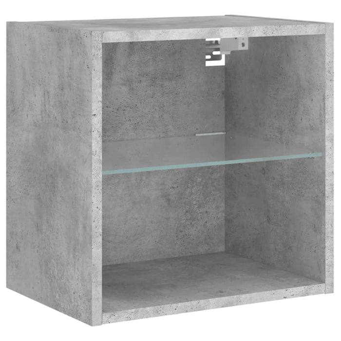 Set comode TV de perete cu lumini LED, 6 piese, gri beton WALTI
