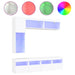 Set comode TV de perete, 7 piese, cu lumini LED, alb - WALTI WALTI
