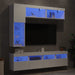 Set comode TV de perete, 7 piese, cu lumini LED, alb - WALTI WALTI