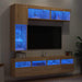 Comode TV de perete cu lumini LED, 7 piese, stejar sonoma - WALTI WALTI