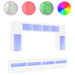 Set comode TV de perete, 8 piese, cu lumini LED, alb - WALTI WALTI