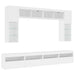 Set comode TV de perete, 8 piese, cu lumini LED, alb - WALTI WALTI