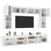 Set comode TV de perete, 8 piese, cu lumini LED, alb - WALTI WALTI