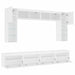 Set comode TV de perete, 8 piese, cu lumini LED, alb - WALTI WALTI