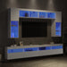 Set comode TV de perete, 8 piese, cu lumini LED, alb - WALTI WALTI