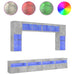 Set comode TV de perete cu lumini LED, 8 piese, gri beton - WALTI WALTI