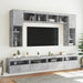 Set comode TV de perete cu lumini LED, 8 piese, gri beton - WALTI WALTI