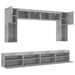 Set comode TV de perete cu lumini LED, 8 piese, gri beton - WALTI WALTI