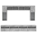 Set comode TV de perete cu lumini LED, 8 piese, gri beton - WALTI WALTI