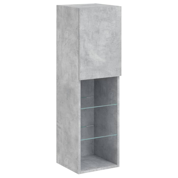 Set comode TV de perete cu lumini LED, 8 piese, gri beton - WALTI WALTI