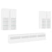 Set comode TV de perete, 7 piese, cu lumini LED, alb - WALTI WALTI