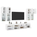 Set comode TV de perete, 7 piese, cu lumini LED, alb - WALTI WALTI