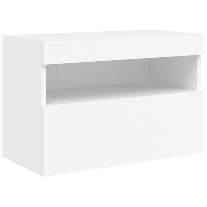 Set comode TV de perete, 7 piese, cu lumini LED, alb - WALTI WALTI