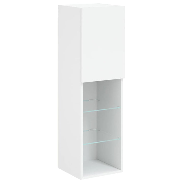 Set comode TV de perete, 7 piese, cu lumini LED, alb - WALTI WALTI