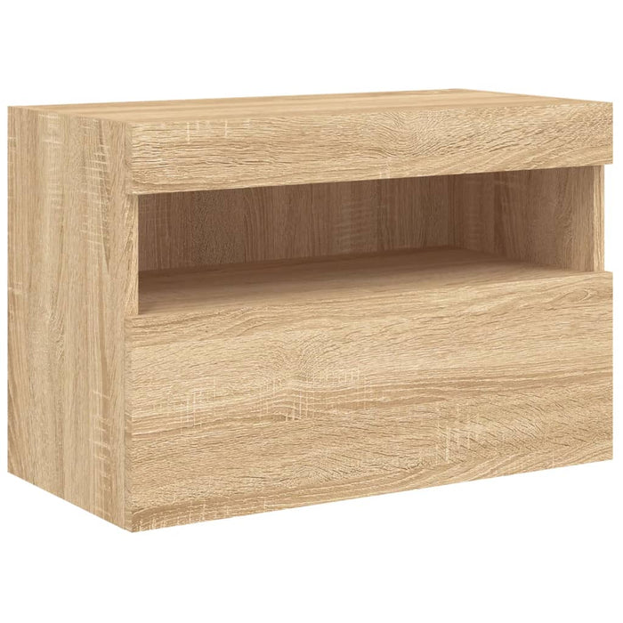 Comode TV de perete cu lumini LED, 7 piese, stejar sonoma - WALTI WALTI