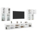 Set comode TV de perete, 7 piese, cu lumini LED, alb - WALTI WALTI