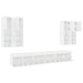Set comode TV de perete, 7 piese, cu lumini LED, alb - WALTI WALTI