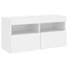 Set comode TV de perete, 7 piese, cu lumini LED, alb - WALTI WALTI