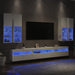 Set comode TV de perete, 7 piese, cu lumini LED, alb - WALTI WALTI