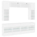 Set comode TV de perete, 6 piese, cu lumini LED, alb - WALTI WALTI