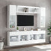 Set comode TV de perete, 6 piese, cu lumini LED, alb - WALTI WALTI