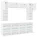 Set comode TV de perete, 6 piese, cu lumini LED, alb - WALTI WALTI