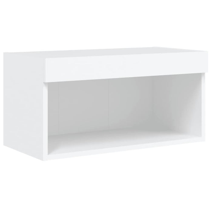 Set comode TV de perete, 6 piese, cu lumini LED, alb - WALTI WALTI