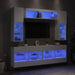Set comode TV de perete, 6 piese, cu lumini LED, alb - WALTI WALTI
