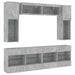 Set comode TV de perete cu lumini LED, 6 piese, gri beton - WALTI WALTI