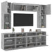 Set comode TV de perete cu lumini LED, 6 piese, gri beton - WALTI WALTI