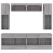 Set comode TV de perete cu lumini LED, 6 piese, gri beton - WALTI WALTI