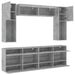 Set comode TV de perete cu lumini LED, 6 piese, gri beton - WALTI WALTI