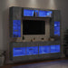 Set comode TV de perete cu lumini LED, 6 piese, gri beton - WALTI WALTI