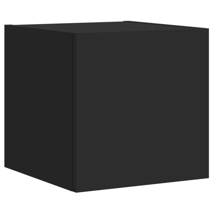 Unități de perete TV cu LED-uri, 4 piese, negru, lemn prelucrat WALTI