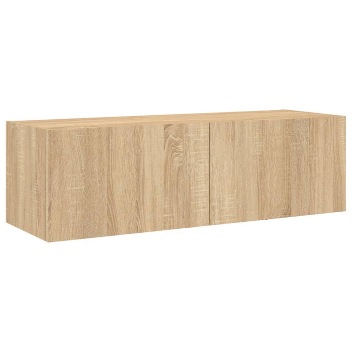 Comode TV de perete cu lumini LED, 5 piese, stejar sonoma - WALTI WALTI