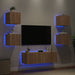 Comode TV de perete cu lumini LED, 5 piese, stejar sonoma - WALTI WALTI
