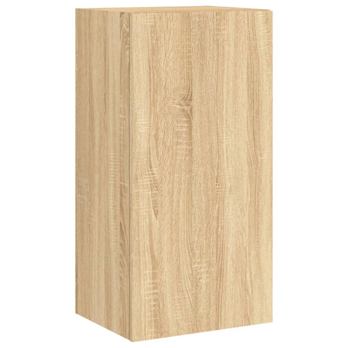 Comode TV de perete cu lumini LED, 3 piese, stejar sonoma - WALTI WALTI