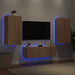 Comode TV de perete cu lumini LED, 3 piese, stejar sonoma - WALTI WALTI